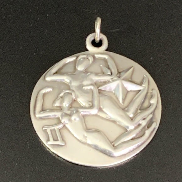 Vintage 1950s Margot De Taxco Zodiac Sterling Silver Gemini Pendant Necklace 24” - Picture 9 of 15